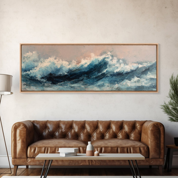 All Blue Ocean Abstraction Canvas Print, Monochrome Art, Modern Wall Art, Living Room Decor, Watercolor Art, Mono, MON-3x1-65