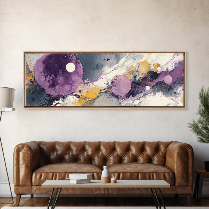 Purple Night Sky Framed Canvas Print, Monochrome Art, Wall Decor, Living Room Decor, Fine Art, Mono, Wall Art, Home Decor, MON-3x1-7