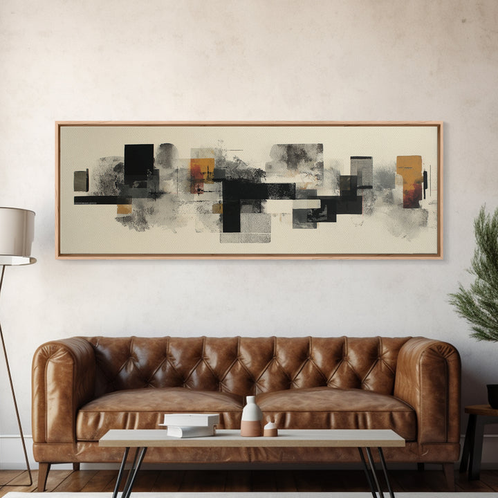 Black Ink Abstract Canvas Print, Monochrome Art, Luxury Decor, Living Room Decor, Abstract Art, Mono, Printable Wall Art, MON-3x1-70