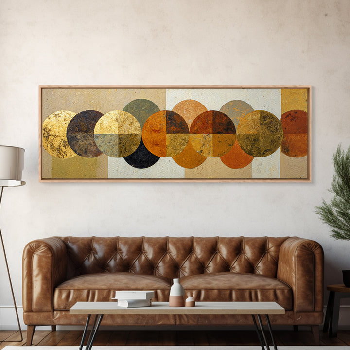 Gold Tonal Sunburst Medallion Canvas Print, Monochrome Art, Poster, Living Room Decor, Fine Art, Mono, Textured Wall Art, MON-3x1-78