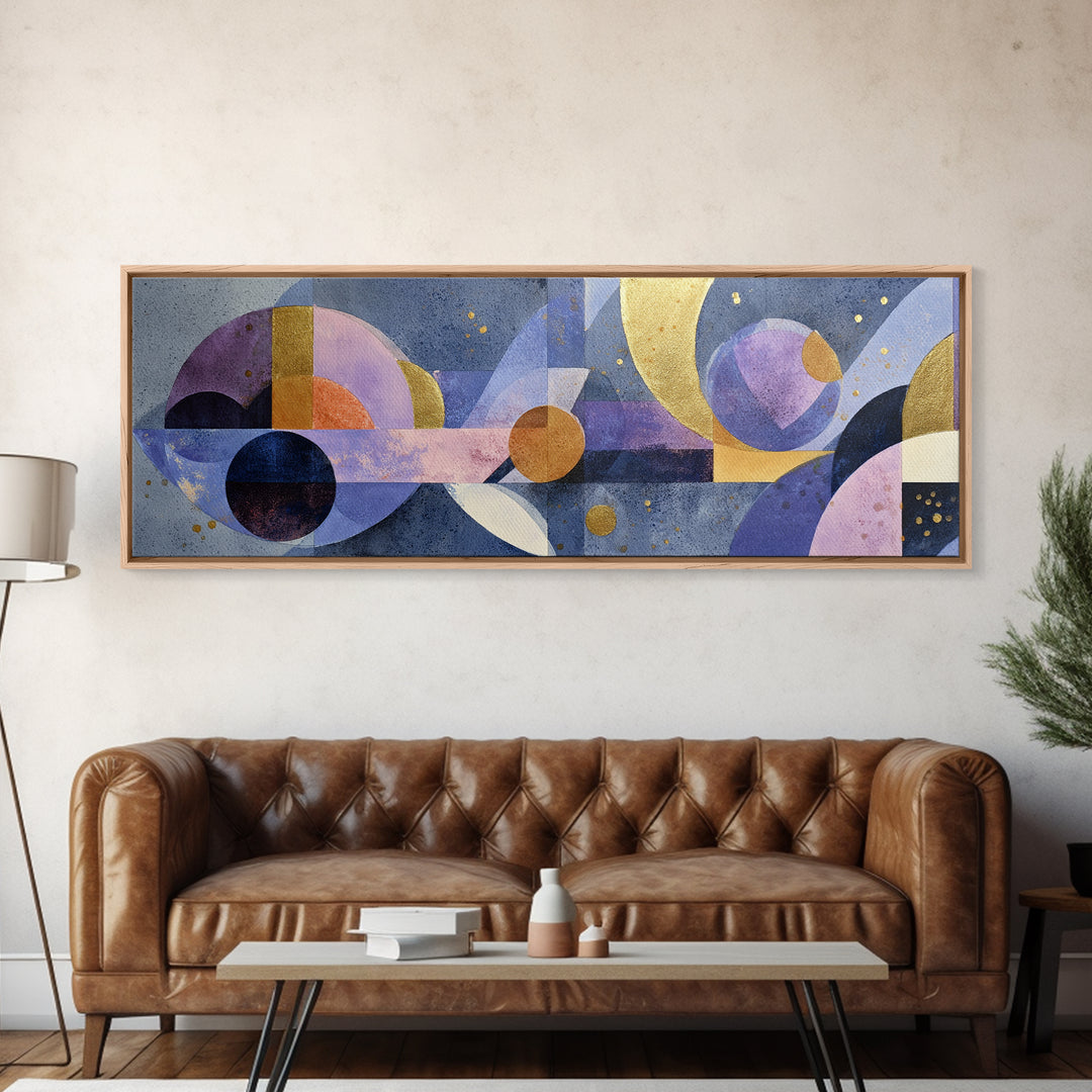 Purple Night Sky Framed Canvas Print, Monochrome Art, Large Wall Art, Living Room Decor, Oil Painting, Mono, Modern Wall Art, MON-3x1-79
