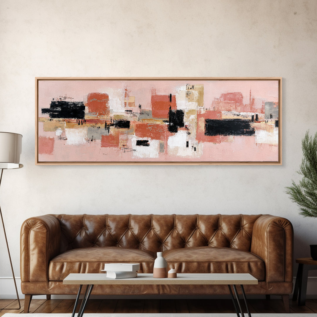 Burnt Orange Canyon Abstraction Canvas Print, Monochrome Art, Modern Wall Art, Living Room Decor, Mono, Statement Artwork, MON-3x1-8