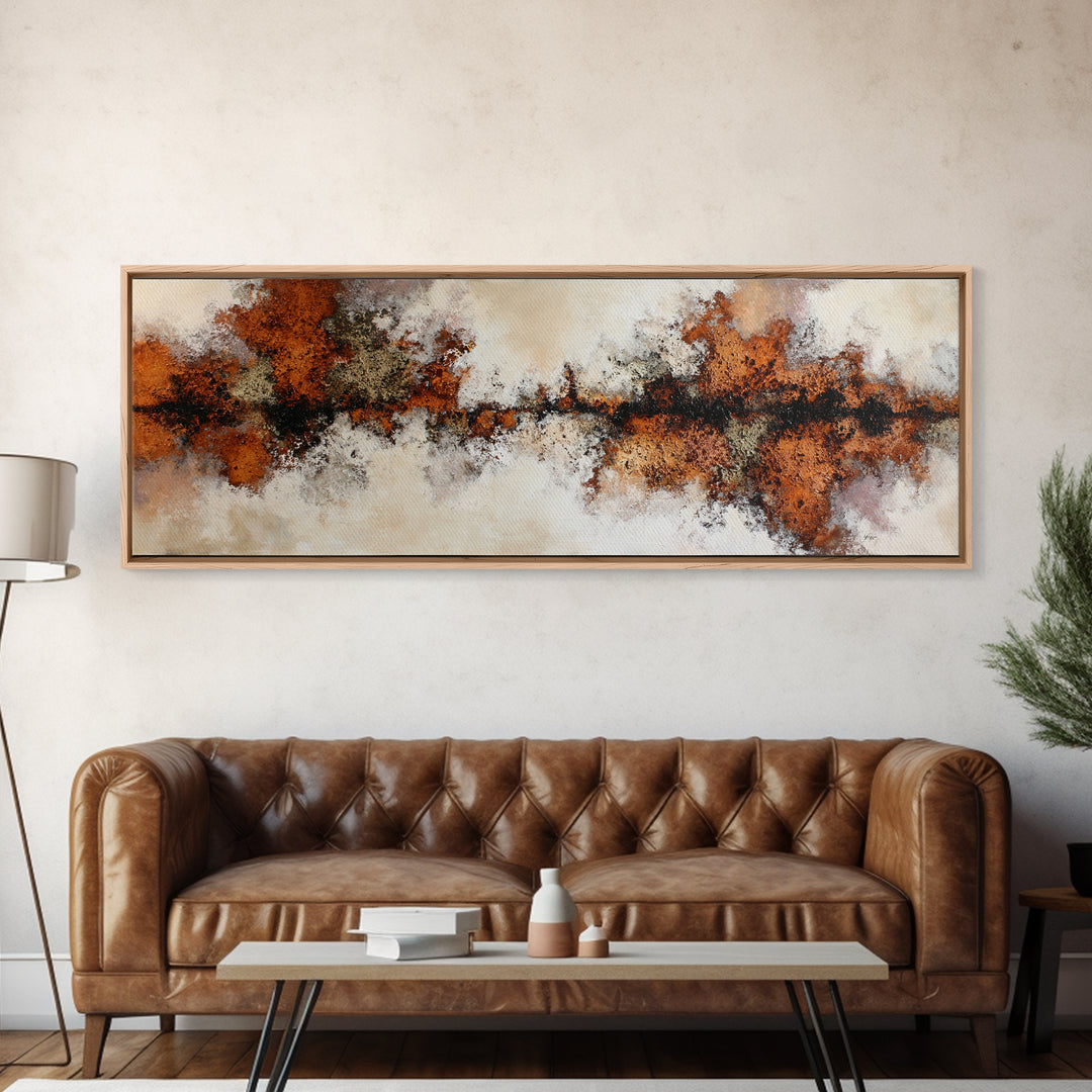 Burnt Orange Canyon Abstraction Canvas Print, Monochrome Art, Poster, Living Room Decor, Fine Art, Mono, Textured Wall Art, MON-3x1-80