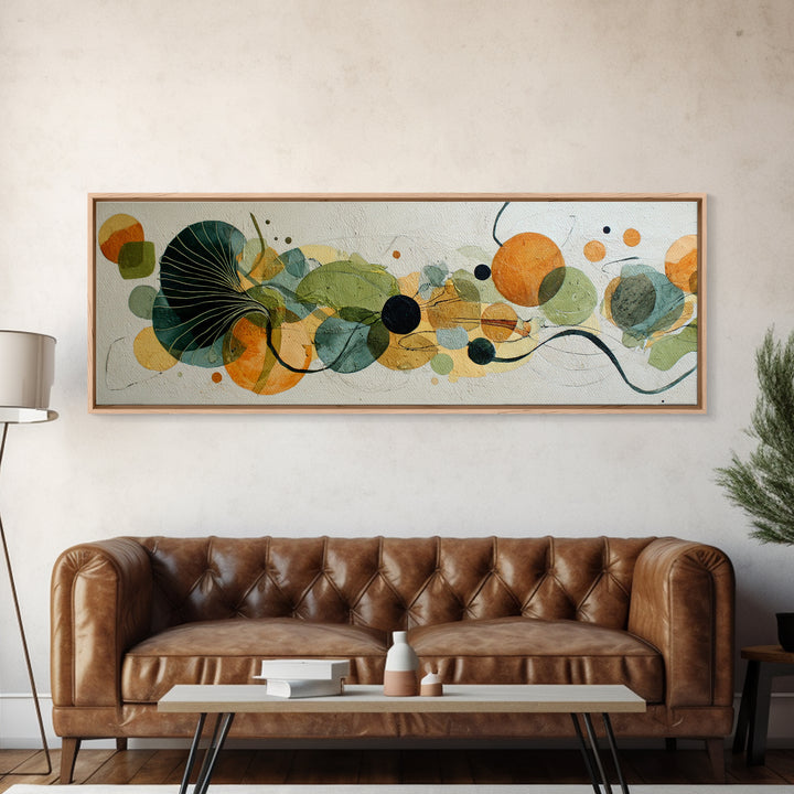 Green Botanical Study Canvas Print, Monochrome Art, Room Decor, Living Room Decor, Fine Art, Mono, Mid Century Modern, MON-3x1-91