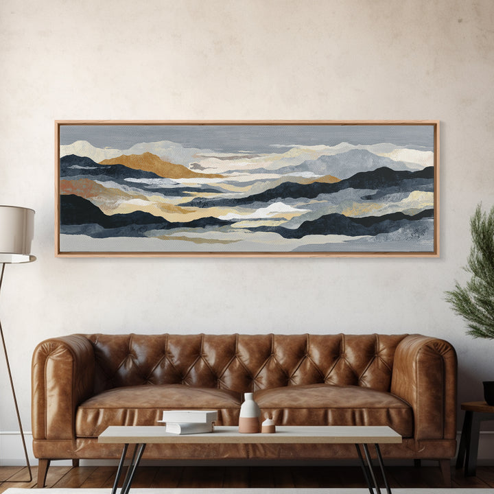 Charcoal Mountain Landscape Canvas Print, Monochrome Art, Art Print, Living Room Decor, Fine Art, Mono, Printable Art, MON-3x1-92