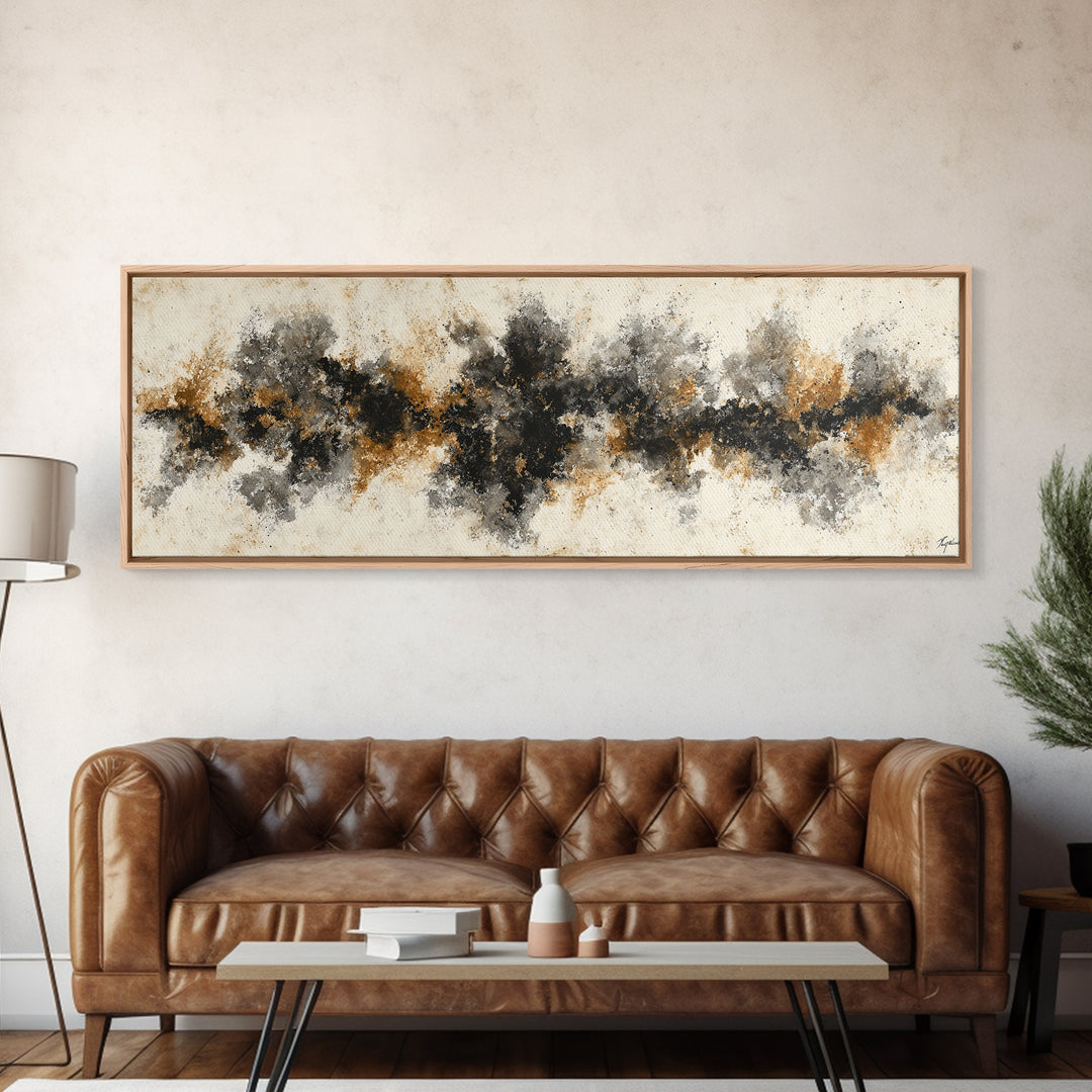 Black Ink Abstract Canvas Print, Monochrome Art, Printable Art, Living Room Decor, Abstract Art, Mono, Minimalist Wall Art, MON-3x1-94