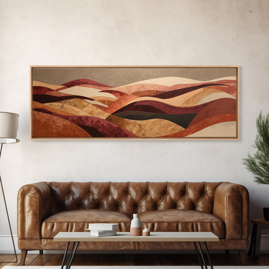 Warm Brown Desert Landscape Canvas Print, Monochrome Art, Gallery Decor, Living Room Decor, Fine Art, Mono, Contemporary Art, MON-3x1-97