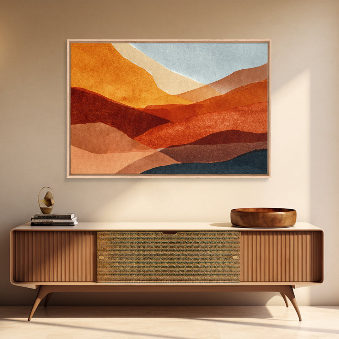 Burnt Orange Canyon Abstraction Framed Canvas Print, Monochrome Art, Textured Wall Art, Living Room Decor, Fine Art, Mono, MON-3x2-20