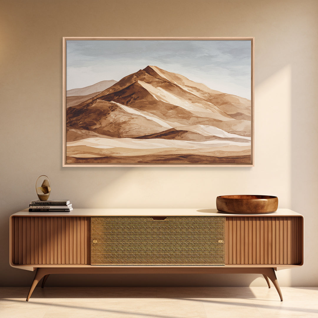 Warm Brown Desert Landscape Canvas Print, Monochrome Art, Dopamine Decor, Living Room Decor, Fine Art, Mono, Modern Decor, MON-3x2-61