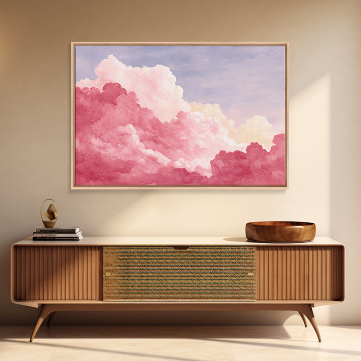 All Pink Cloudscape Framed Canvas Print, Monochrome Art, Gallery Decor, Living Room Decor, Abstract Art, Mono, Contemporary Art, MON-3x2-64