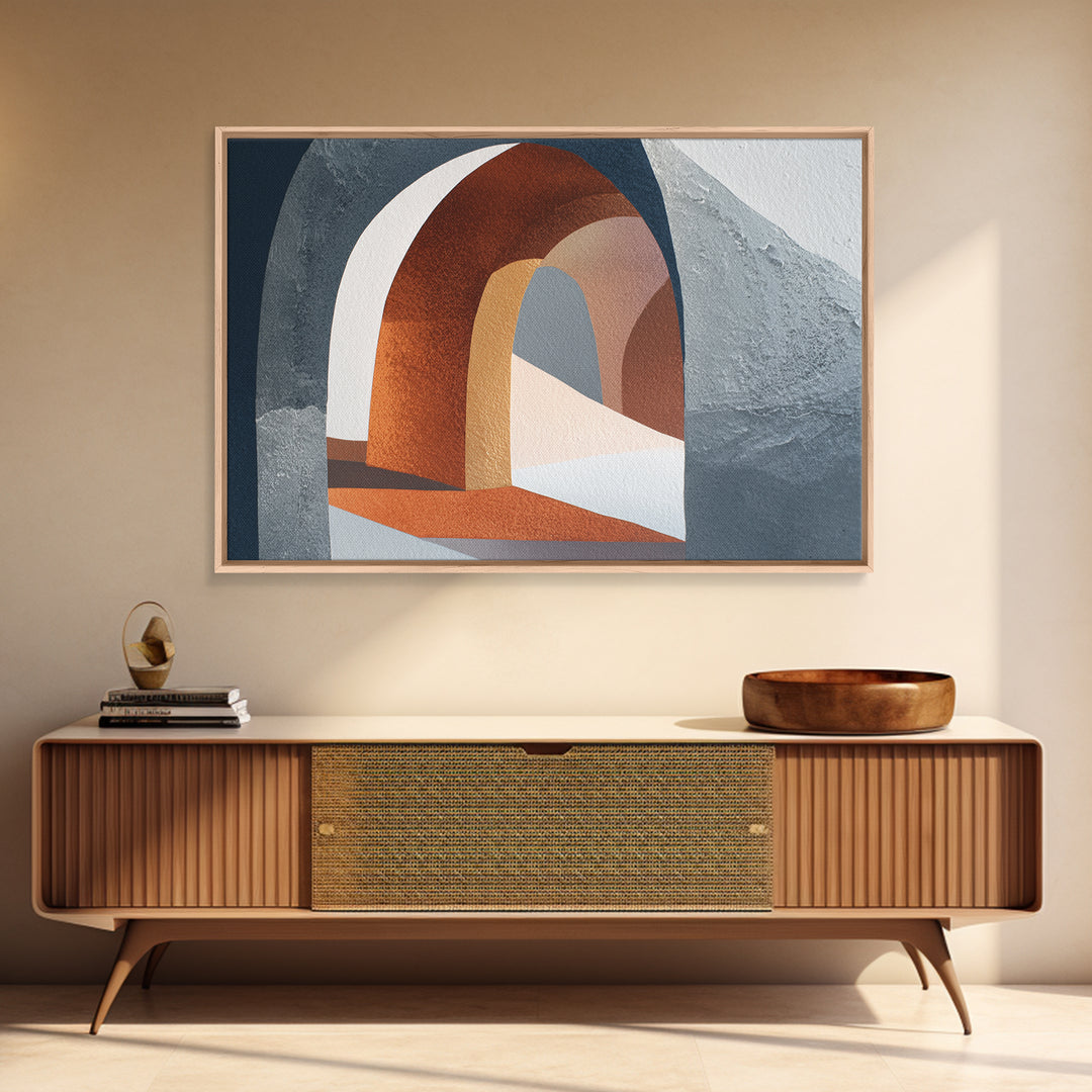 Gray Architectural Arch and Shadow Study Framed Canvas Print, Monochrome Art, Living Room Decor, Fine Art, Mono, Gallery Decor, MON-3x2-86