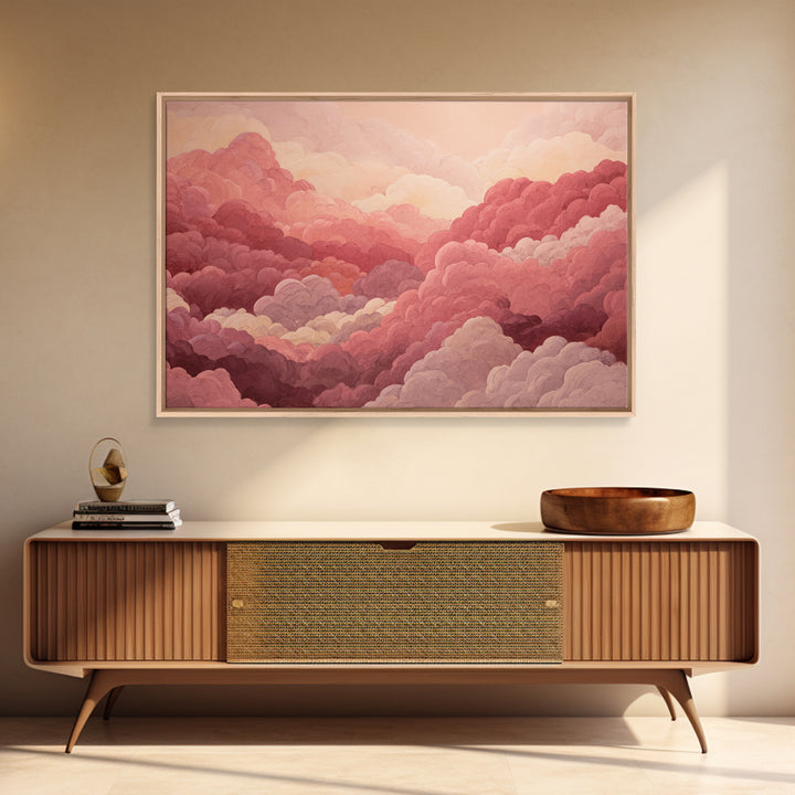 All Pink Cloudscape Canvas Print, Monochrome Art, Boho Decor, Living Room Decor, Fine Art, Mono, Art Print, Digital Art, MON-3x2-88