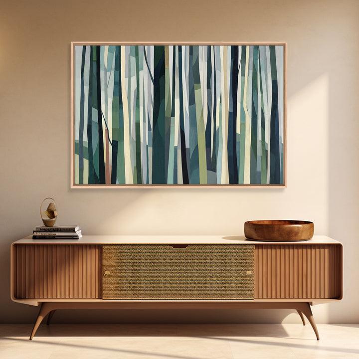 Deep Green Forest Silhouette Study Canvas Print, Monochrome Art, Modern Art, Living Room Decor, Fine Art, Mono, MON-3x2-89