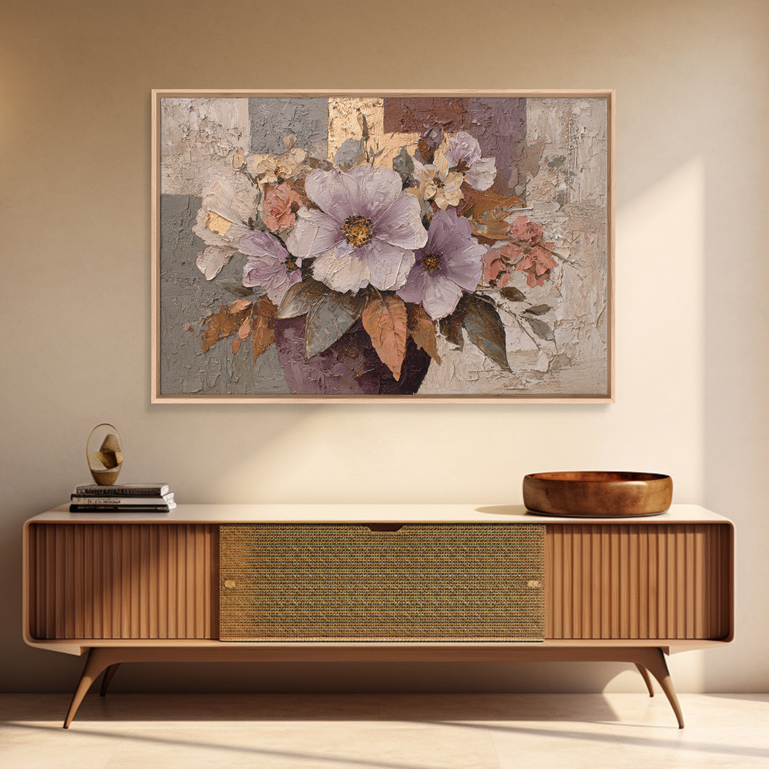 Monochrome Floral Bouquet Canvas Print, Monochrome Art, Boho Wall Art, Living Room Decor, Fine Art, Mono, Neutral Decor, MON-3x2-94