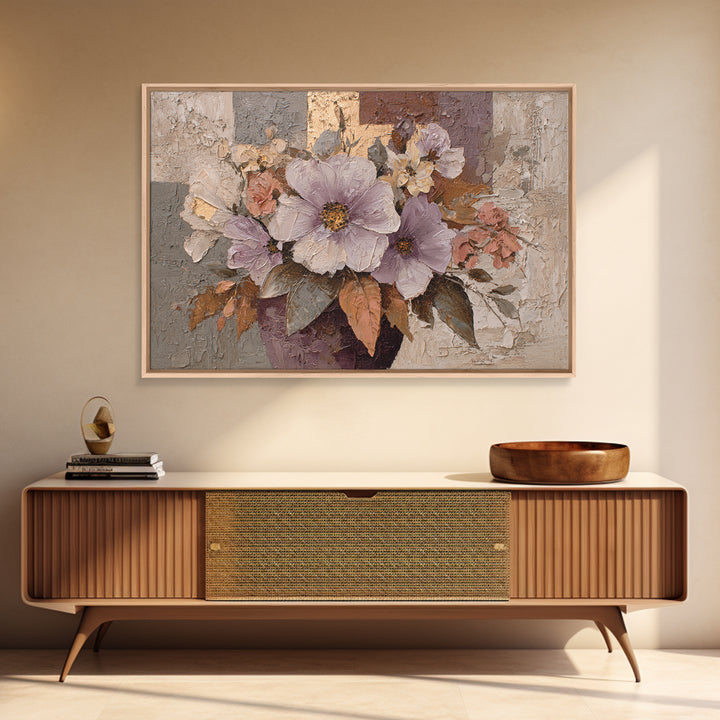 Monochrome Floral Bouquet Canvas Print, Monochrome Art, Boho Wall Art, Living Room Decor, Fine Art, Mono, Neutral Decor, MON-3x2-94