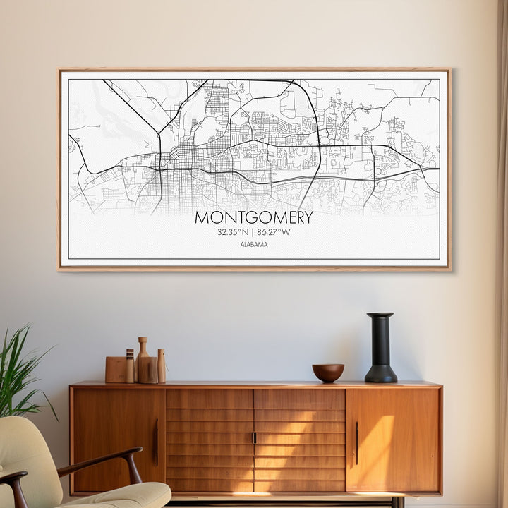 Montgomery City Map, Alabama Map, Map Art, Minimalist Wall Art, Wall Art, Canvas Art, Farmhouse Wall Art, Girlfriend Gift, Teen Room, Office