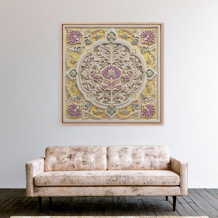 Patterned Door Hardware and Carved Wood Detail Canvas Print, Moroccan Art, Statement Artwork, Living Room Decor, Marrakesh, MOR-1x1-67