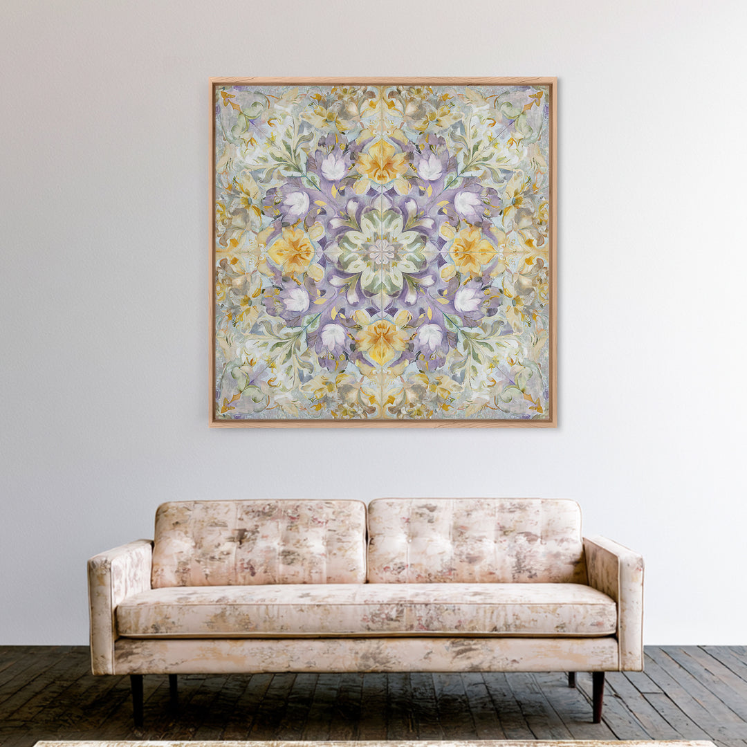 Henna Floral Ornament Pattern Framed Canvas Print, Moroccan Art, Printable Wall Art, Living Room Decor, Oil Painting, Marrakesh, MOR-1x1-8