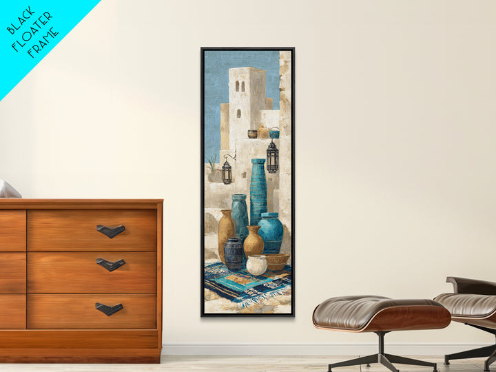 Desert Tent with Woven Rugs and Lanterns Canvas Print, Moroccan Art, Modern Decor, Living Room Decor, Fine Art, Marrakesh, MOR-1x3-26