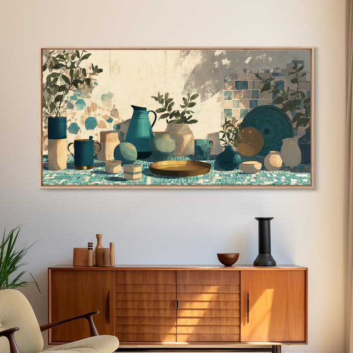 Moroccan Tea Set Canvas Print, Moroccan Art, Art Print, Living Room Decor, Marrakesh 148, Set of Prints, Living Room Rug, MOR-2x1-48