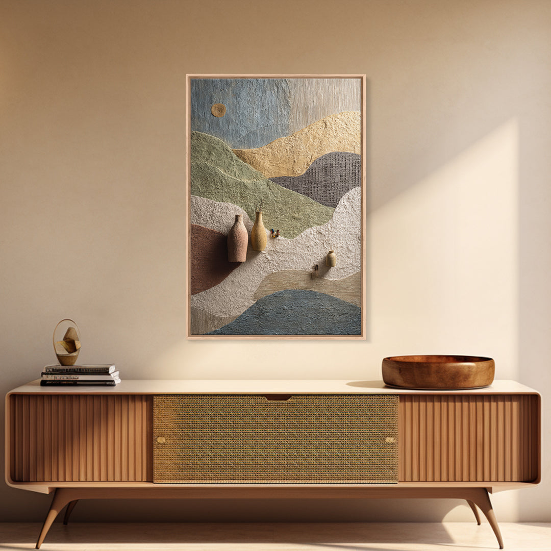 Sahara Dune Waves Framed Canvas Print, Moroccan Art, Boho Decor, Living Room Decor, Oil Painting, Marrakesh, Ramadan Decor, MOR-2x3-100