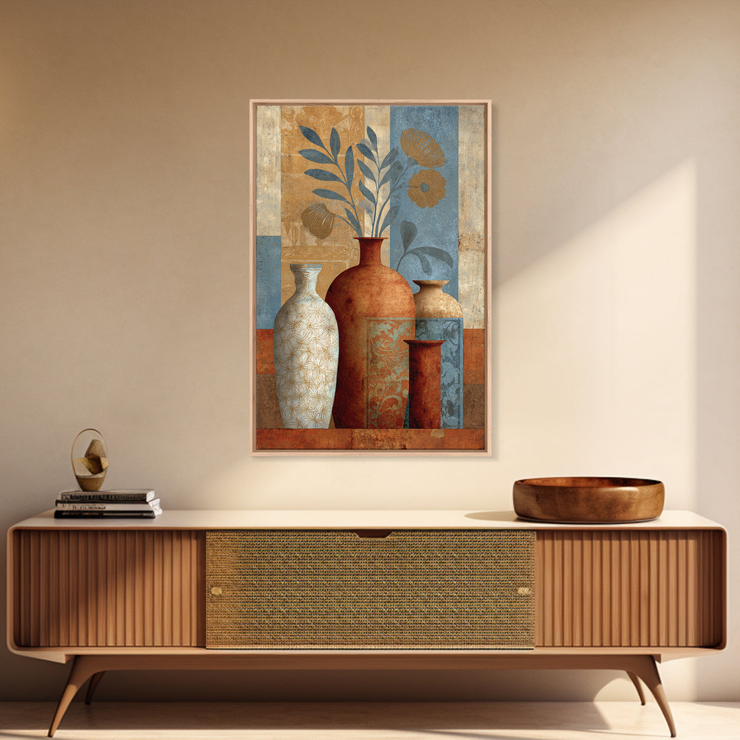 Henna Floral Ornament Pattern Framed Canvas Print, Moroccan Art, Neutral Wall Art, Living Room Decor, Fine Art, Marrakesh, MOR-2x3-88