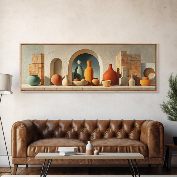 Moroccan Arch Framing a Moonlit Sky Framed Canvas Print, Moroccan Art, Wall Art, Living Room Decor, Fine Art, Marrakesh, MOR-3x1-56