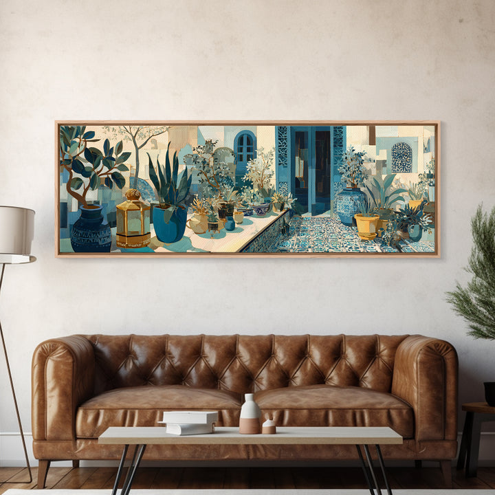 Brass Lantern Still Life Casting Lace Shadows Canvas Print, Moroccan Art, Textured Painting, Living Room Decor, Marrakesh, MOR-3x1-73
