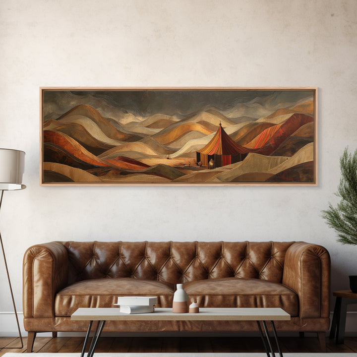 Sahara Dune Waves Framed Canvas Print, Moroccan Art, Printable, Living Room Decor, Oil Painting, Marrakesh, African Art, MOR-3x1-84