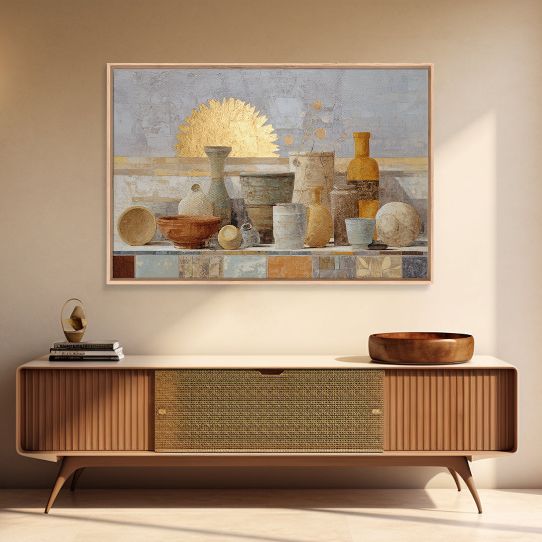 Gold Geometric Sunburst Framed Canvas Print, Moroccan Art, Living Room Decor, Fine Art, Marrakesh, Travel Poster, Map Wall Art, MOR-3x2-100