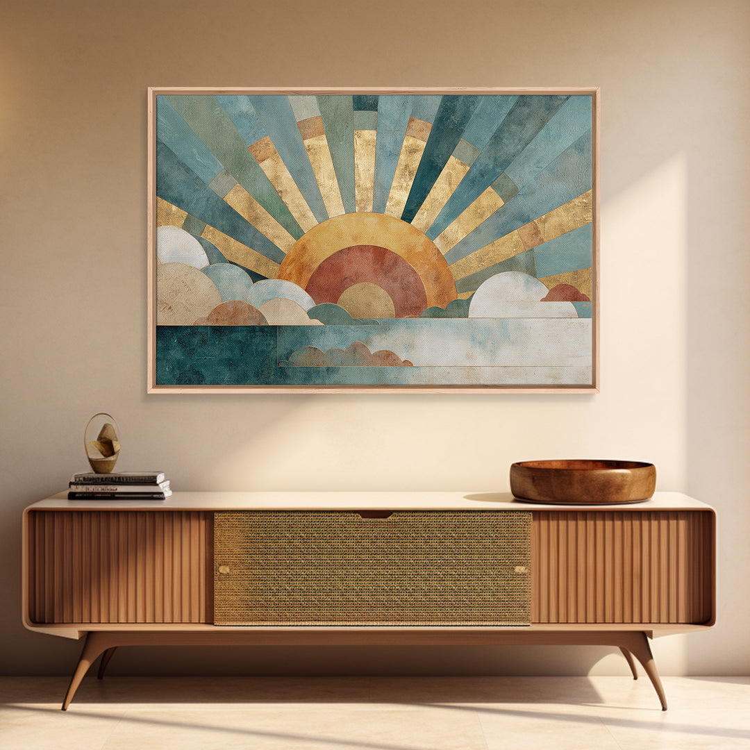 Gold Geometric Sunburst Canvas Print, Moroccan Art, Art Print, Living Room Decor, Fine Art, Marrakesh 576, Set of Prints, MOR-3x2-76