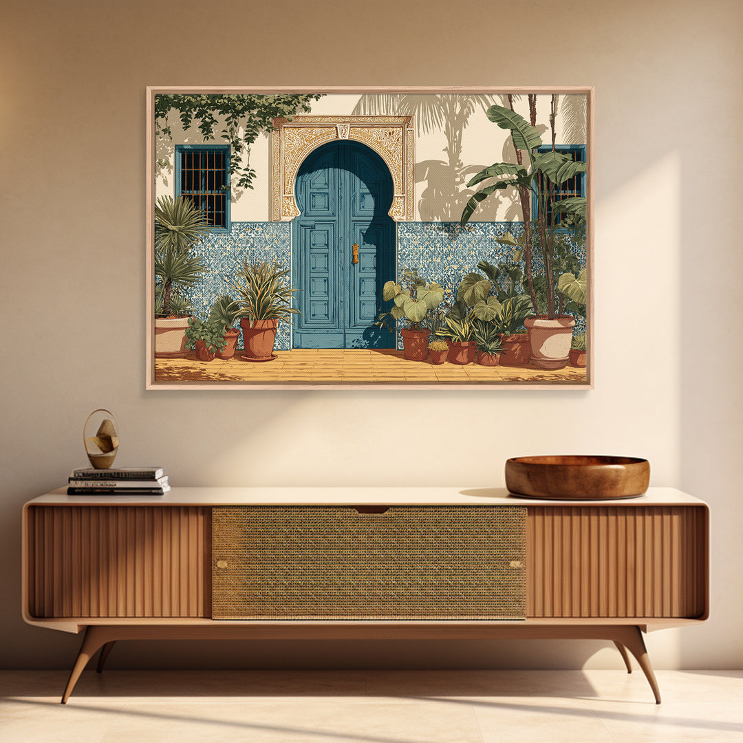 Patterned Door Hardware and Carved Wood Detail Canvas Print, Moroccan Art, Gallery Wall Set, Living Room Decor, Marrakesh, MOR-3x2-95
