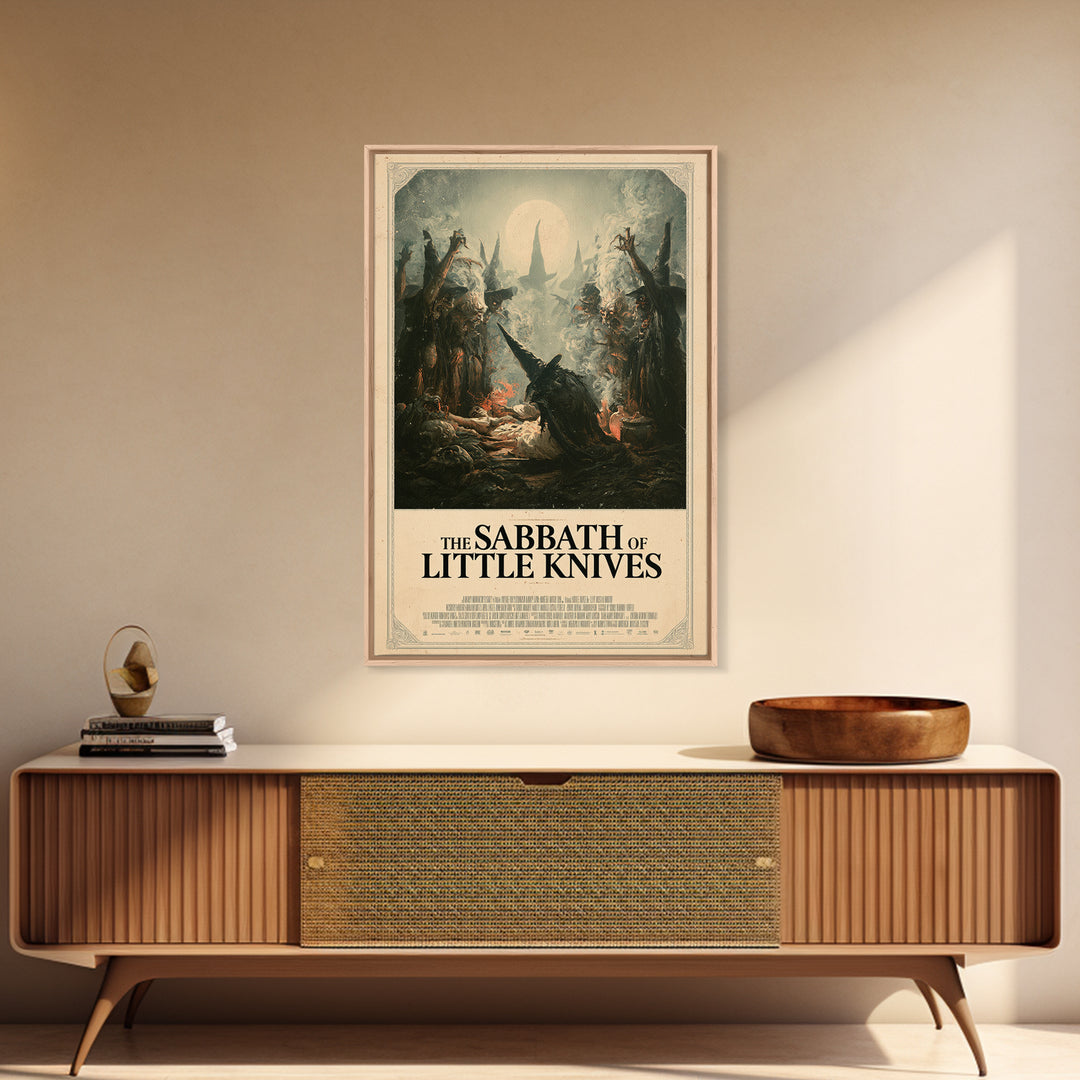 The Sabbath Of Little Knives, English Language Horror Movie Poster, Gothic Nightmare Art, Gothic Cinema Wall Art, Framed Canvas Print