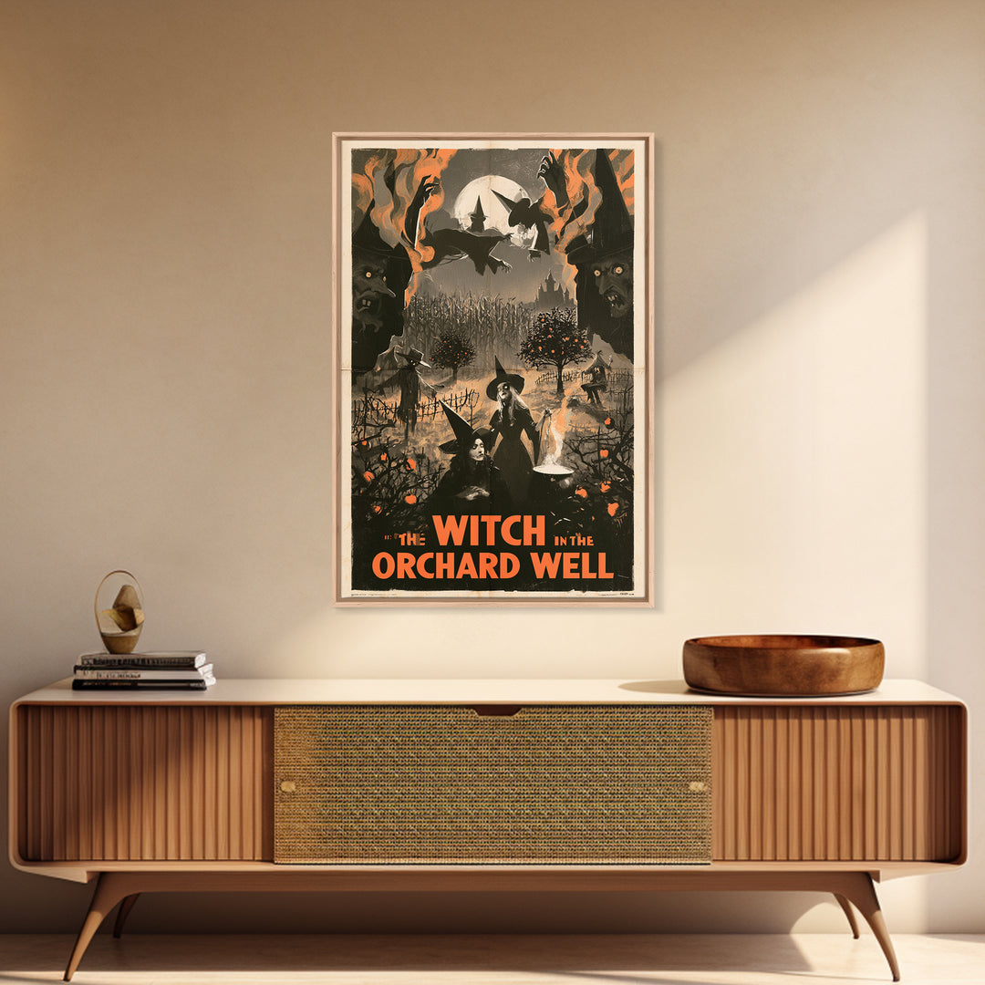 The Witch In The Orchard Well, English Language Horror Movie Poster, 1930s Horror Art, Gothic Cinema Wall Art, Canvas Print