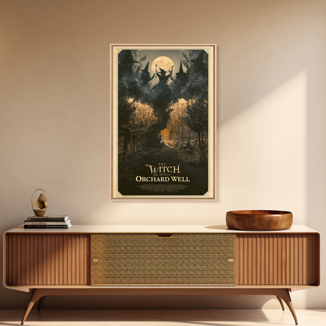 The Witch In The Orchard Well, English Language Horror Movie Poster, Gothic Nightmare Art, Retro Horror Movie Art, Canvas Print