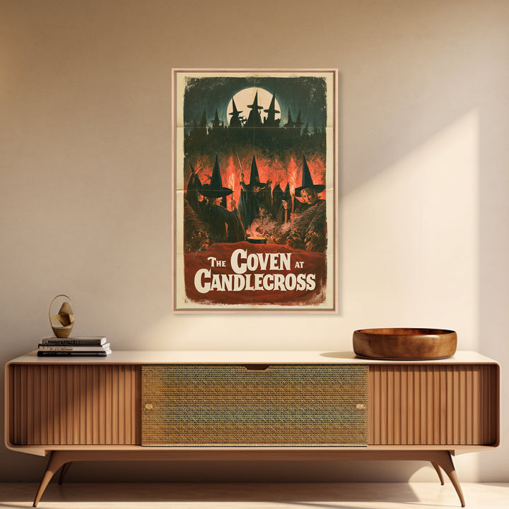 The Coven At Candlecross, English Language Horror Movie Poster, 1960s Horror Art, Retro Horror Movie Art, Framed Canvas Print