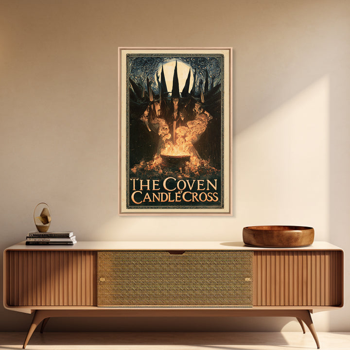 The Coven At Candlecross, English Language Horror Movie Poster, Stained Glass Gothic Art, Cult Horror Poster, Canvas Print