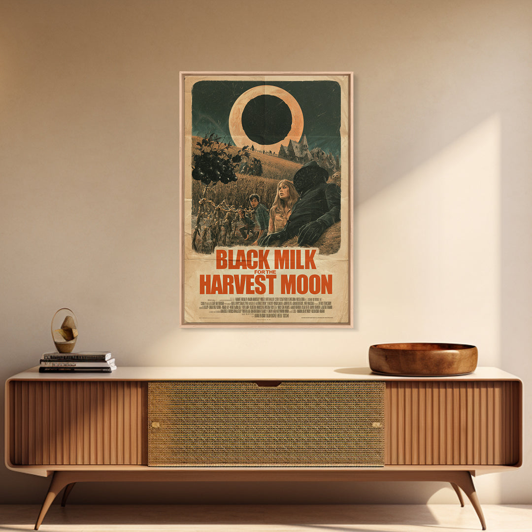 Black Milk For The Harvest Moon, English Language Horror Movie Poster, Giallo Horror Art, Gothic Cinema Wall Art, Canvas Print