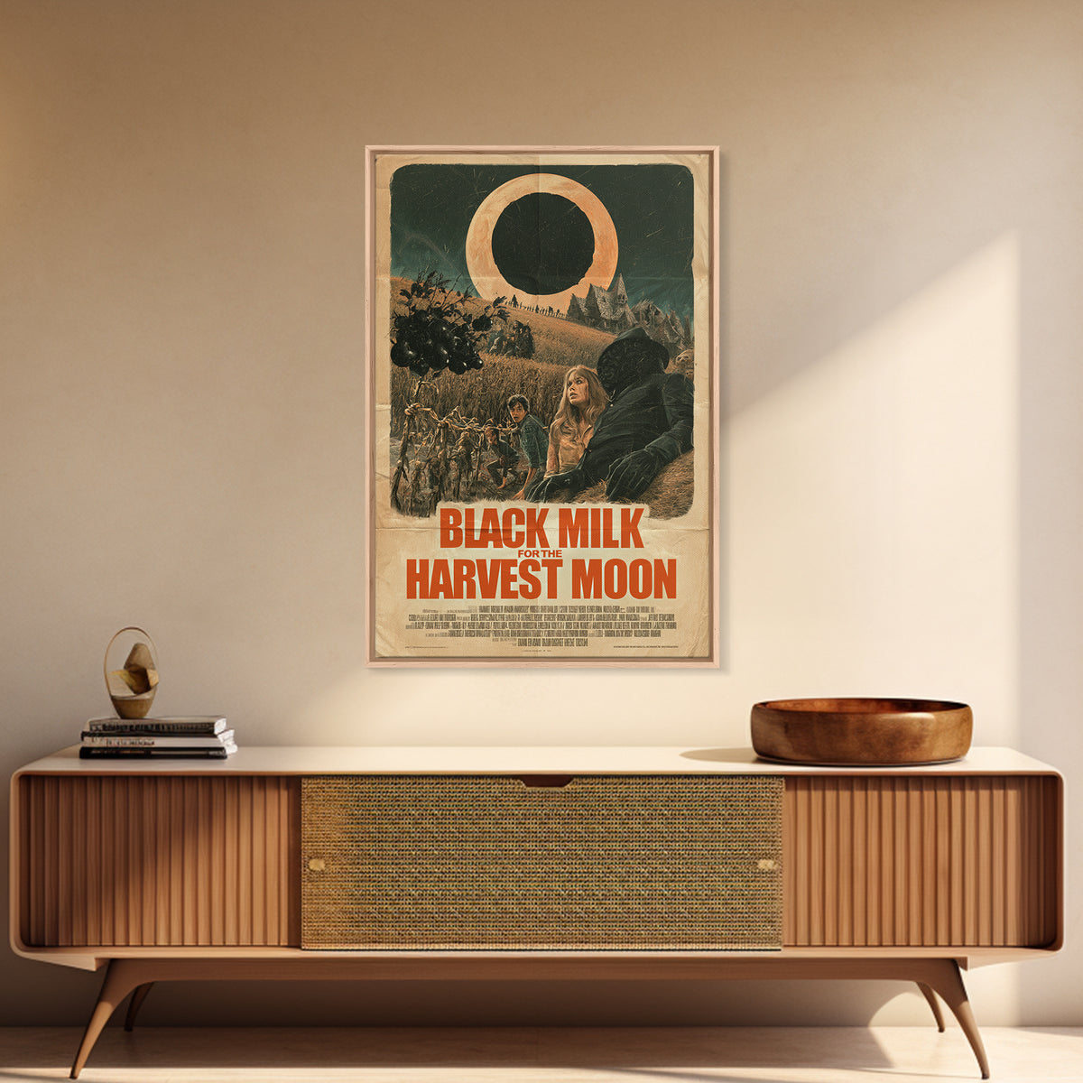 Black Milk For The Harvest Moon, English Language Horror Movie Poster, Giallo Horror Art, Gothic Cinema Wall Art, Canvas Print