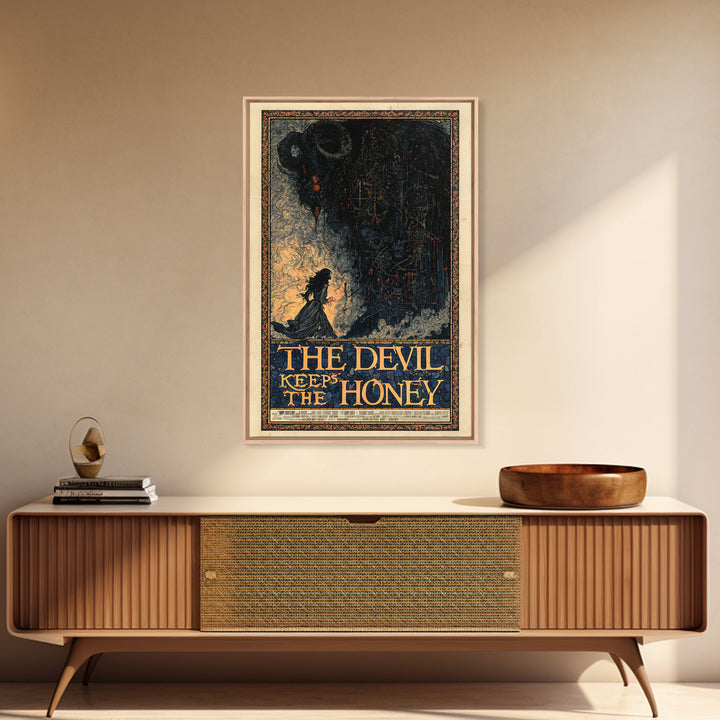The Devil Keeps The Honey, English Language Horror Movie Poster, Stained Glass Gothic Art, Classic Monster Poster, Canvas Print