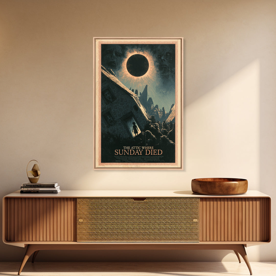 The Attic Where Sunday Died, English Language Horror Movie Poster, Dark Romantic Horror Art, Cult Horror Poster, Canvas Print