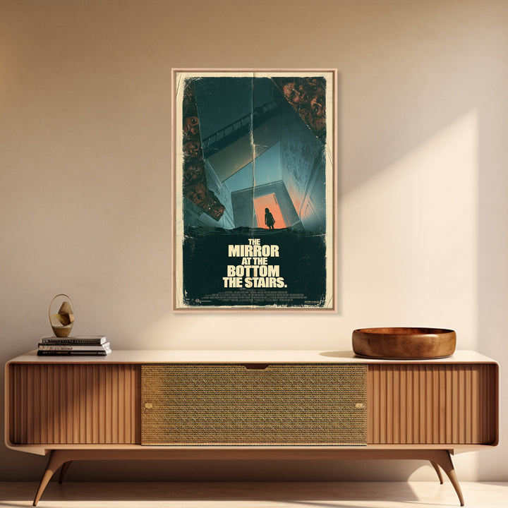 The Mirror At The Bottom Of The Stairs, English Language Horror Movie Poster, 1970s Horror Art, Cult Horror Poster, Framed Canvas Print