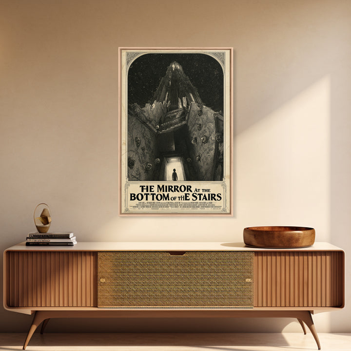 The Mirror At The Bottom Of The Stairs, English Language Horror Movie Poster, Gothic Engraving Art, Cult Horror Poster, Horror Wall Art