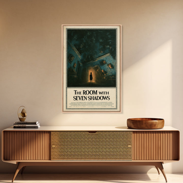 The Room With Seven Shadows, English Language Horror Movie Poster, Dark Romantic Horror Art, Gothic Cinema Wall Art, Framed Canvas Print