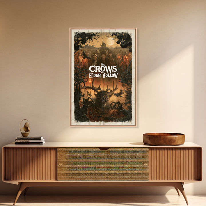 The Crows Of Elder Hollow, English Language Horror Movie Poster, 1960s Horror Art, Gothic Cinema Wall Art, Framed Canvas Print