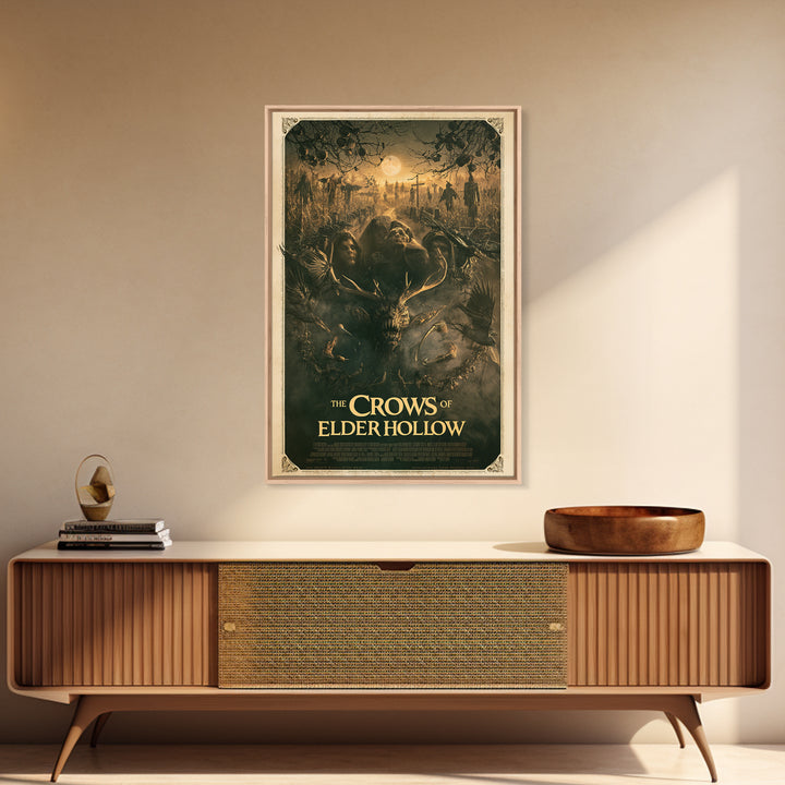 The Crows Of Elder Hollow, English Language Horror Movie Poster, Dark Romantic Horror Art, Retro Horror Movie Art, Canvas Print