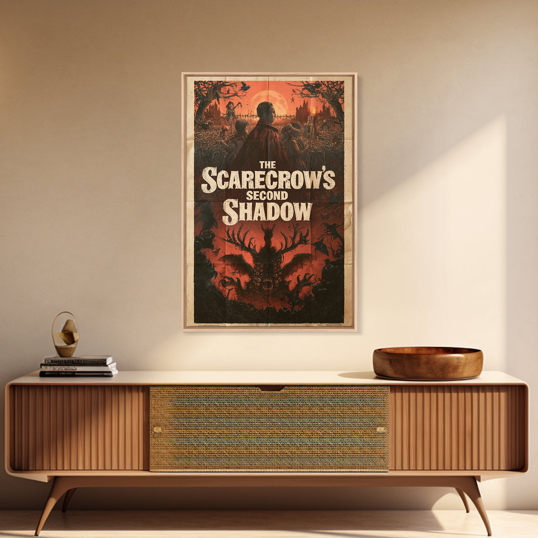 The Scarecrow'S Second Shadow, English Language Horror Movie Poster, 1960s Horror Art, Classic Monster Poster, Framed Canvas Print
