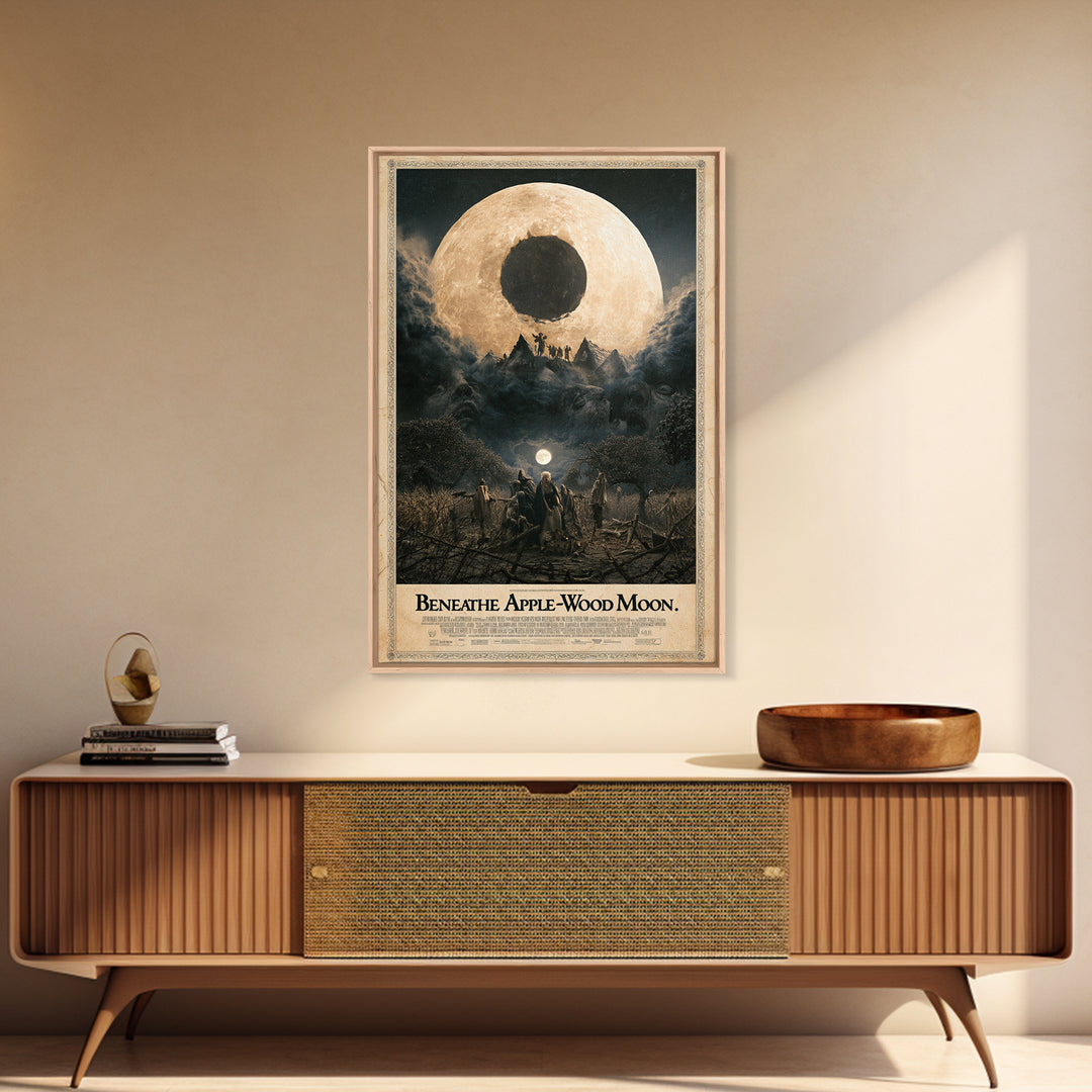 Beneath The Apple-Wood Moon, English Language Horror Movie Poster, Dark Romantic Horror Art, Retro Horror Movie Art, Canvas Print