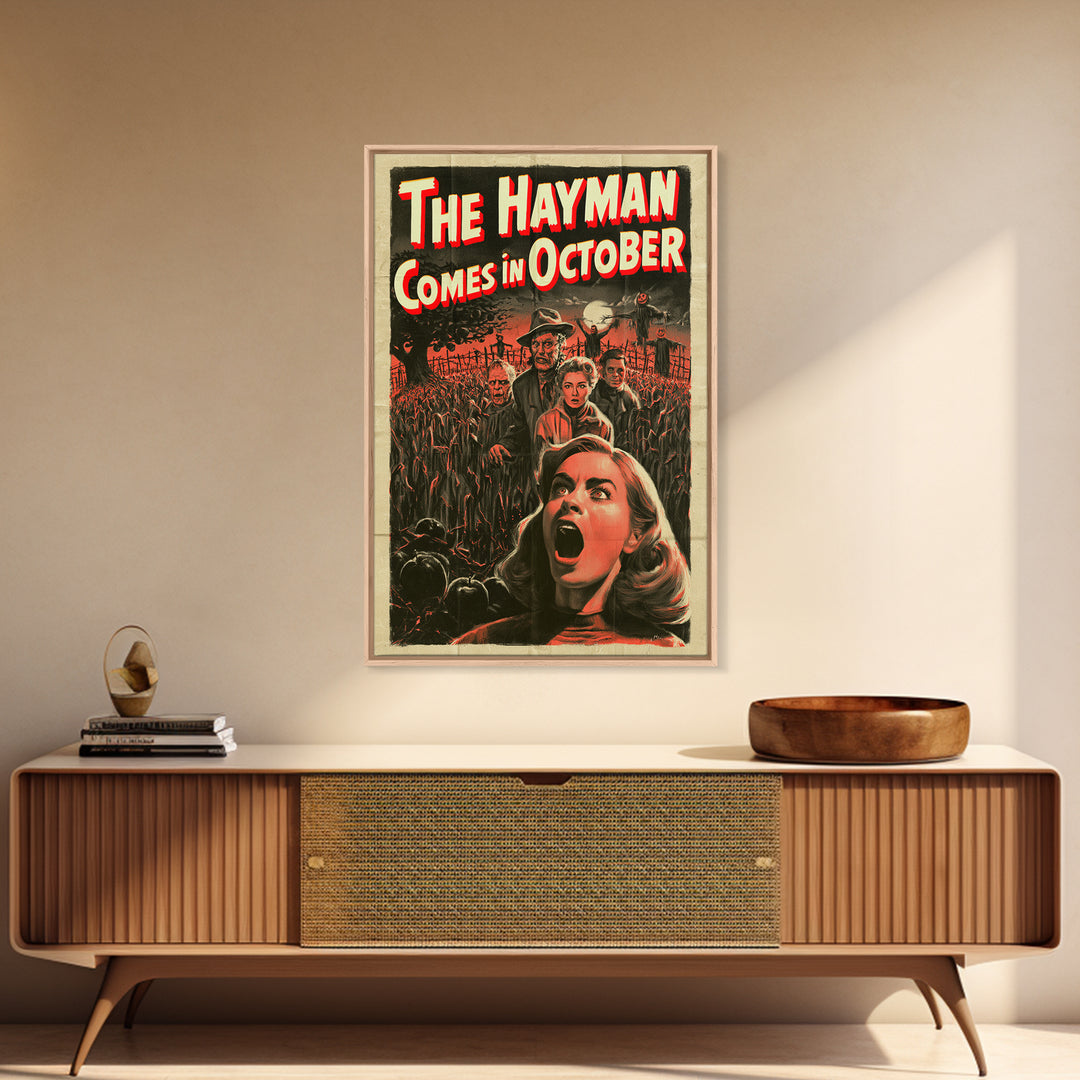 The Hayman Comes In October, English Language Horror Movie Poster, 1950s Creature-Feature One-Sheet Inspired Art, Gothic Cinema Wall Art