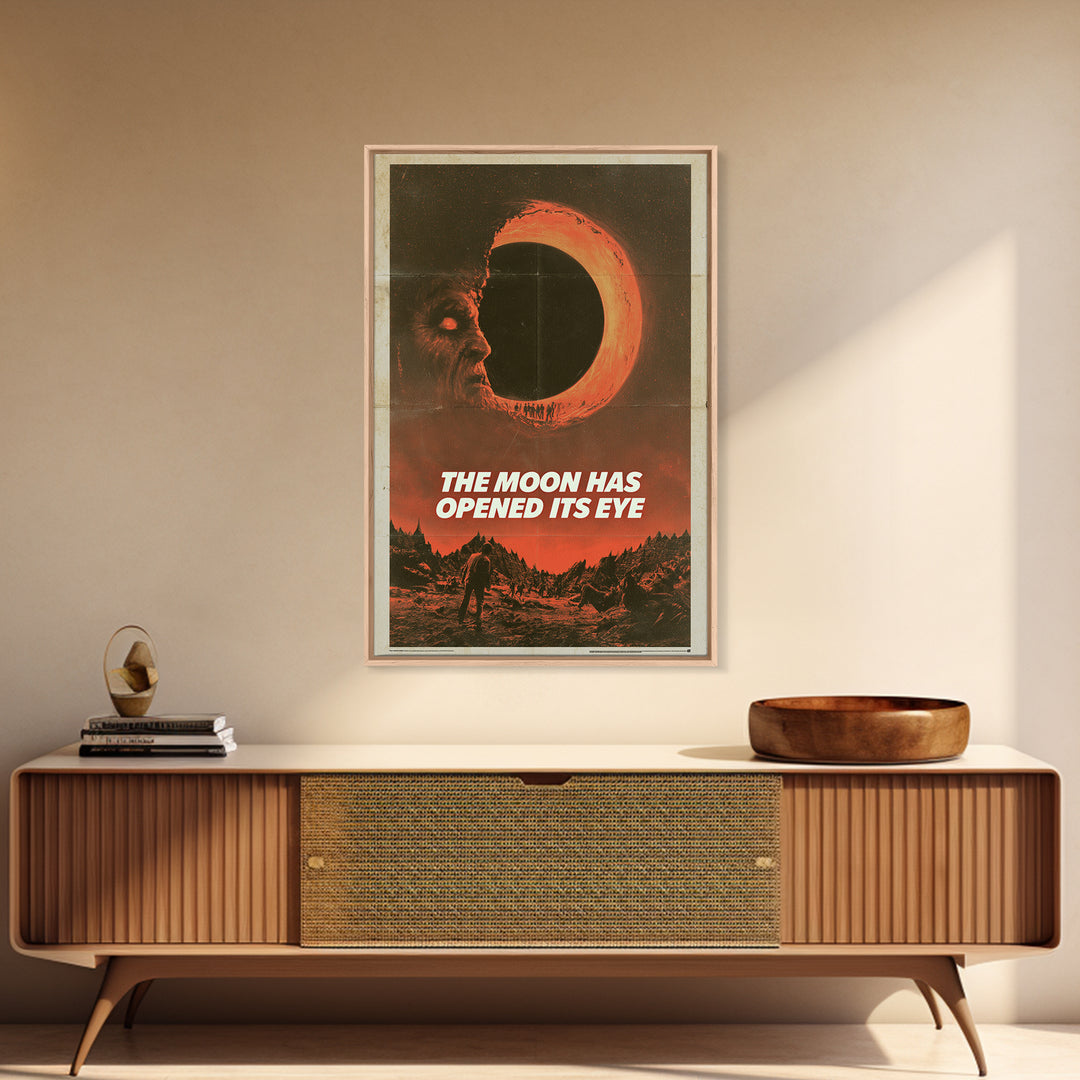 The Moon Has Opened Its Eye, English Language Horror Movie Poster, 1970s Horror Art, Retro Horror Movie Art, Framed Canvas Print